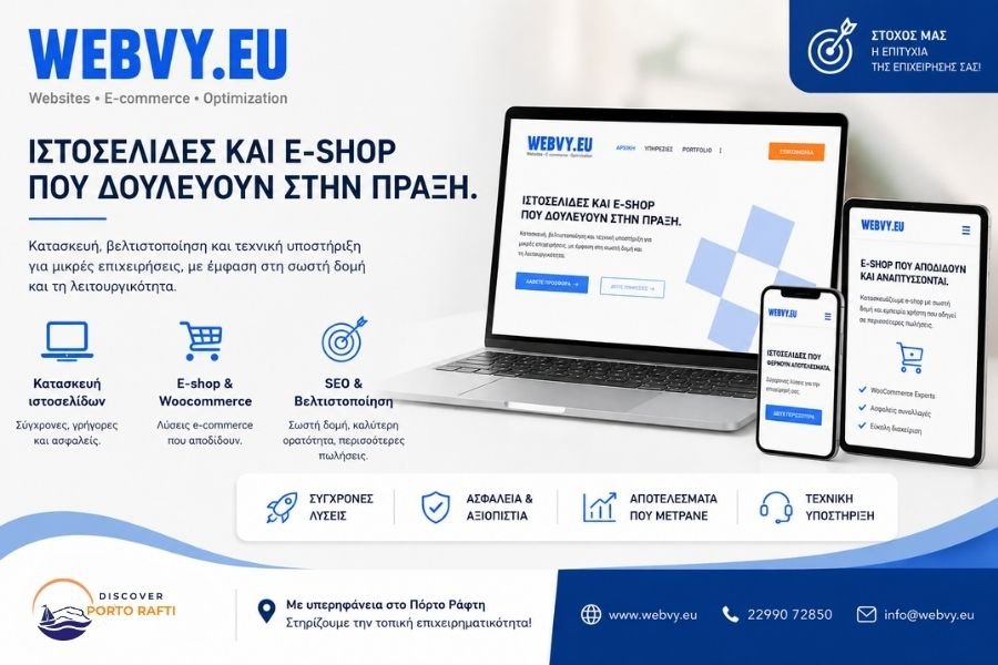 Επαγγελματική κατασκευή ιστοσελίδων, e-shop WooCommerce, SEO και τεχνική υποστήριξη